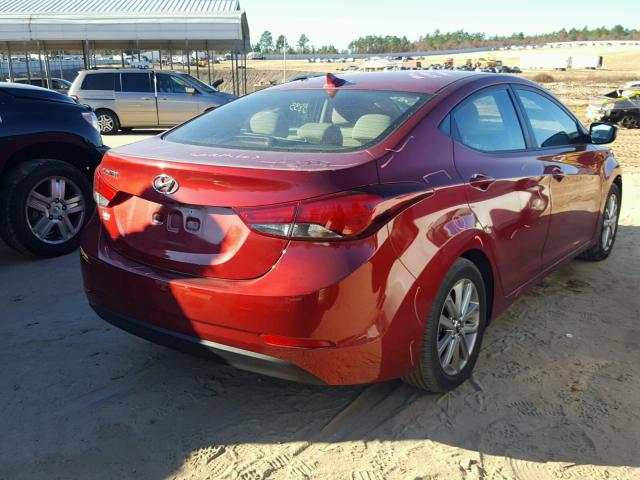 5NPDH4AE0GH654280 - 2016 HYUNDAI ELANTRA SE RED photo 4