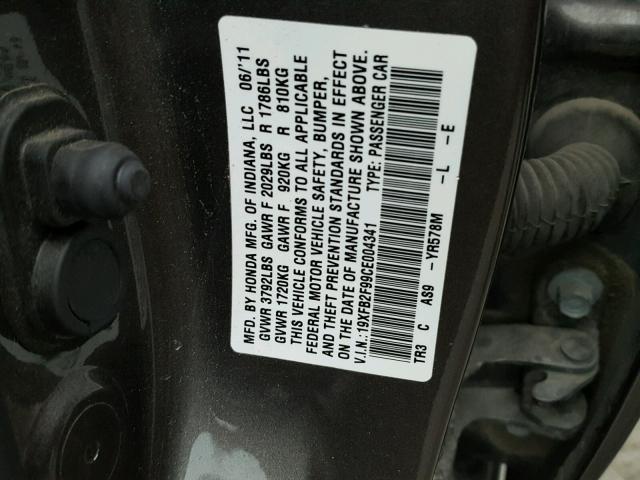 19XFB2F99CE004341 - 2012 HONDA CIVIC EXL BROWN photo 10