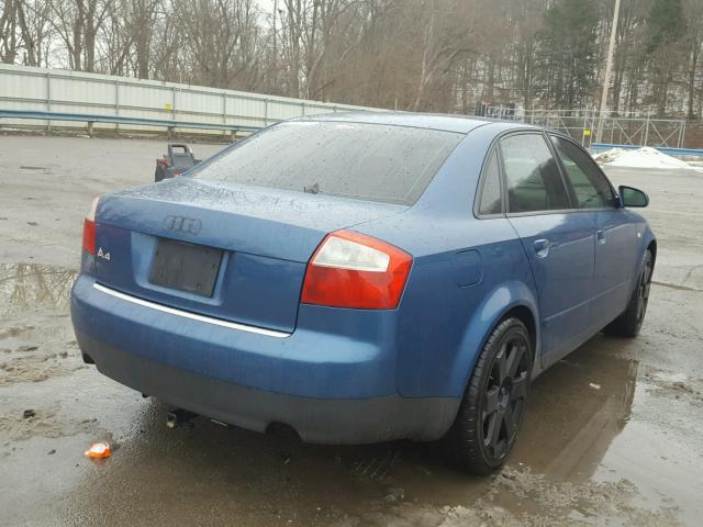 WAULC68E42A295315 - 2002 AUDI A4 1.8T QU BLUE photo 4