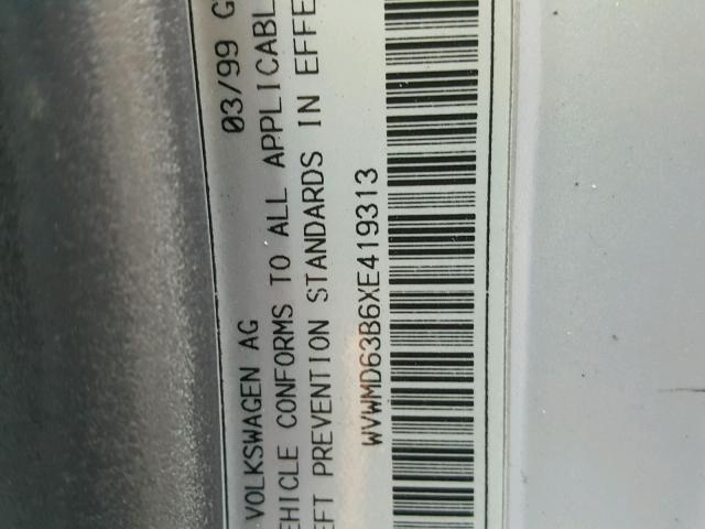 WVWMD63B6XE419313 - 1999 VOLKSWAGEN PASSAT GLS SILVER photo 10