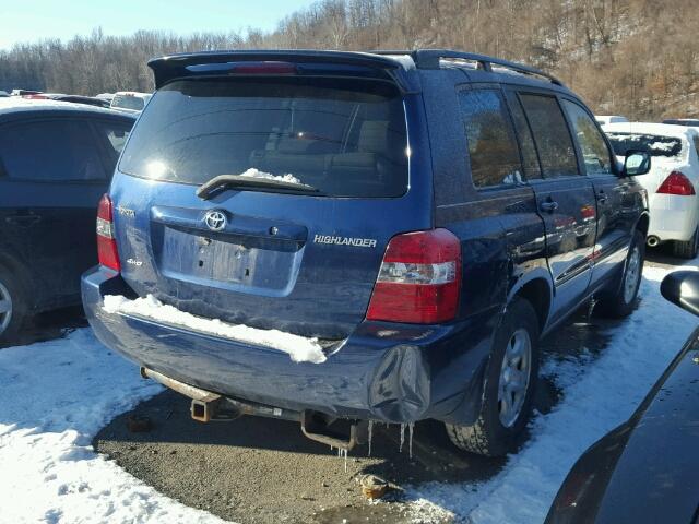 JTEHD21A640029711 - 2004 TOYOTA HIGHLANDER BLUE photo 4