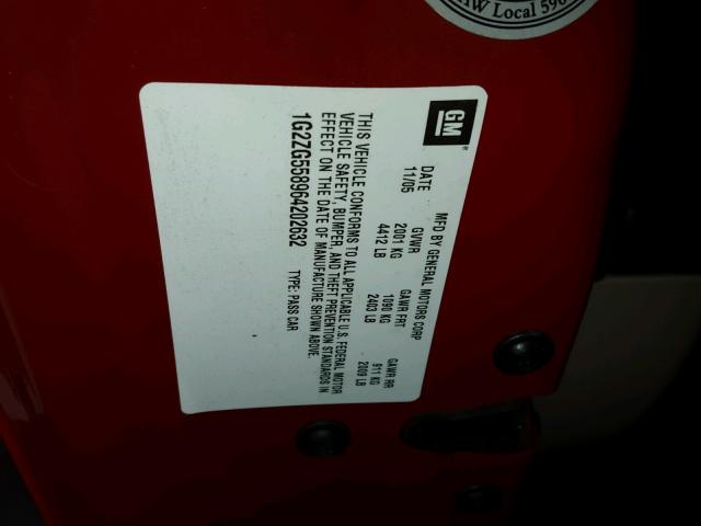 1G2ZG558964202632 - 2006 PONTIAC G6 SE1 RED photo 10