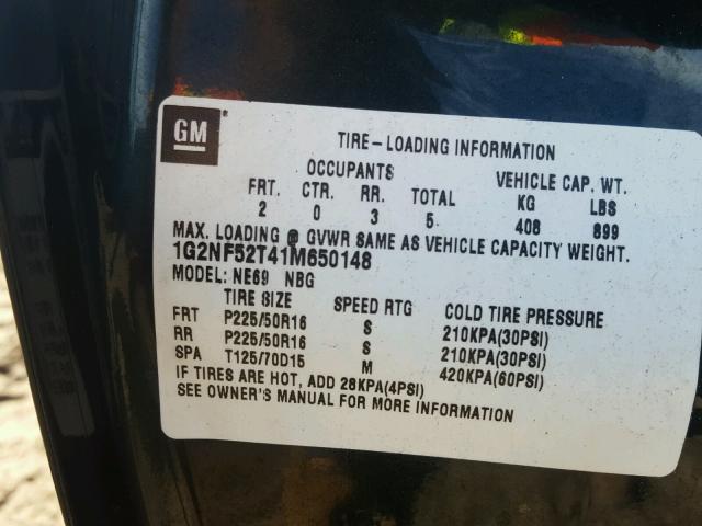 1G2NF52T41M650148 - 2001 PONTIAC GRAND AM S 绿色 照片 10