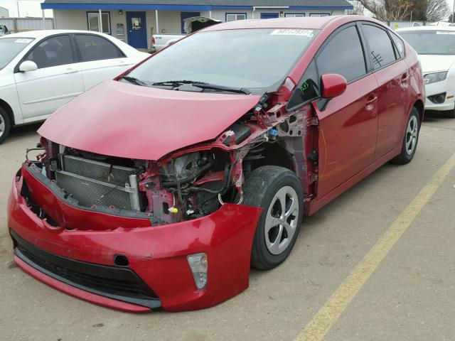 JTDKN3DU8C0335102 - 2012 TOYOTA PRIUS RED photo 2