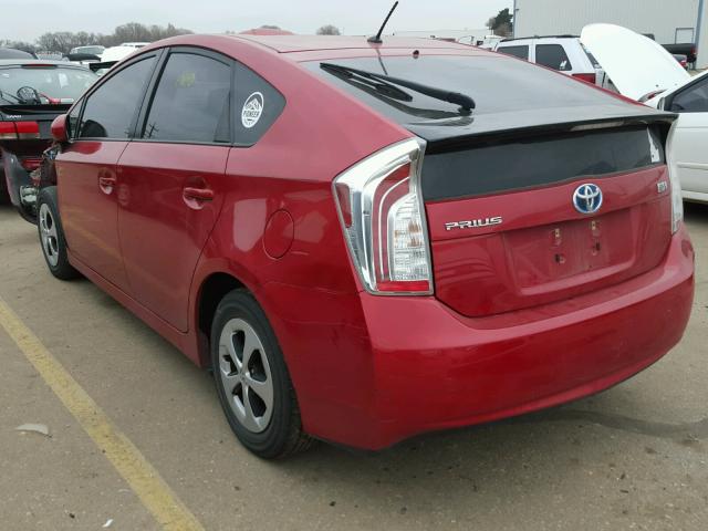 JTDKN3DU8C0335102 - 2012 TOYOTA PRIUS RED photo 3