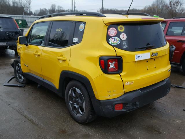 ZACCJABH4FPC02670 - 2015 JEEP RENEGADE L YELLOW photo 3