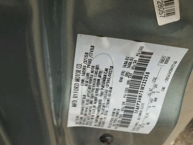 1FAFP34N75W232358 - 2005 FORD FOCUS ZX4 GREEN photo 10