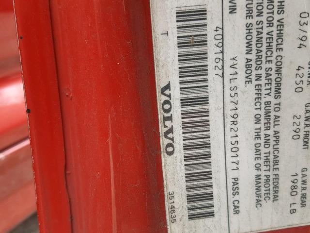 YV1LS5719R2150171 - 1994 VOLVO 850 წითელი ფოტო 10