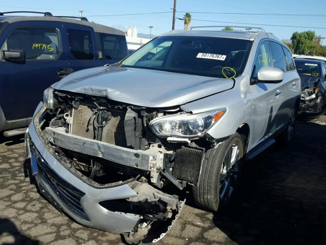 5N1AL0MNXEC528082 - 2014 INFINITI QX60 SILVER photo 2