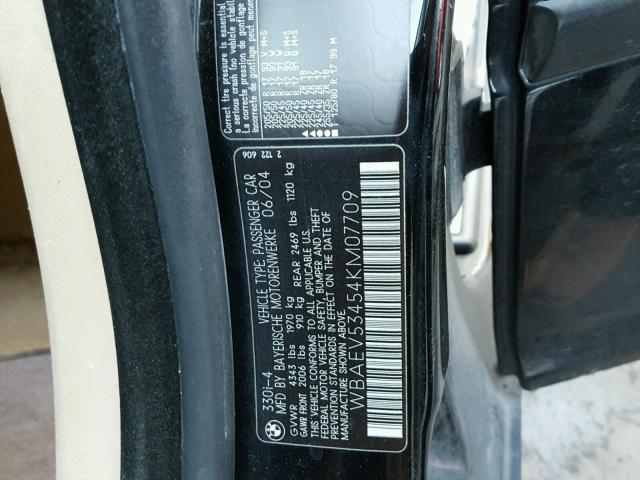 WBAEV53454KM07709 - 2004 BMW 330 I BLACK photo 10