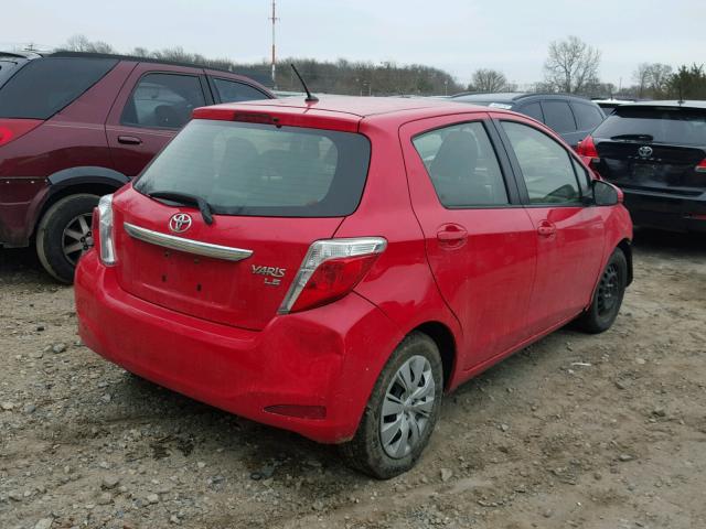 JTDKTUD39DD563879 - 2013 TOYOTA YARIS RED photo 4