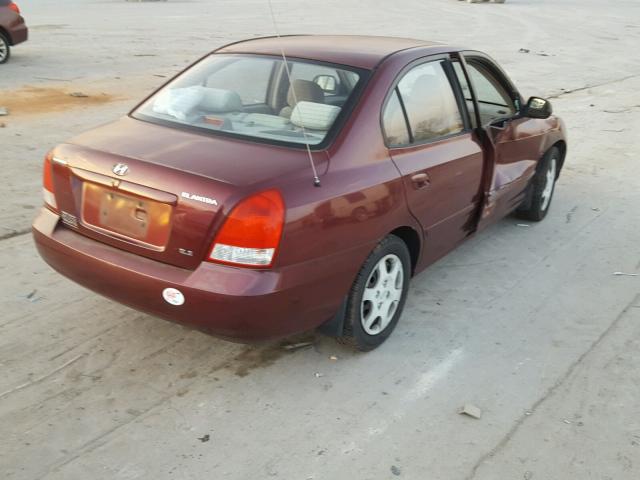 KMHDN45D31U200978 - 2001 HYUNDAI ELANTRA GL MAROON photo 4