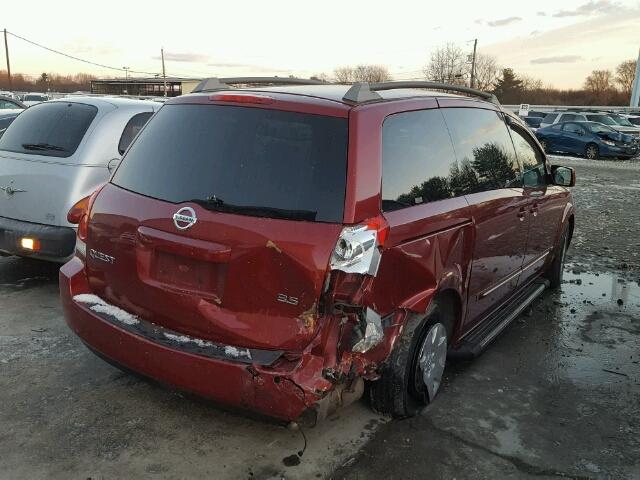 5N1BV28U66N102701 - 2006 NISSAN QUEST S BURGUNDY photo 4