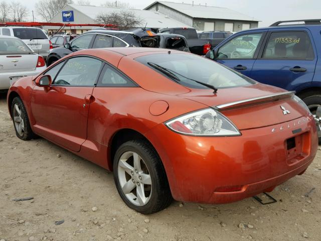 4A3AK34T86E010112 - 2006 MITSUBISHI ECLIPSE GT ORANGE photo 3