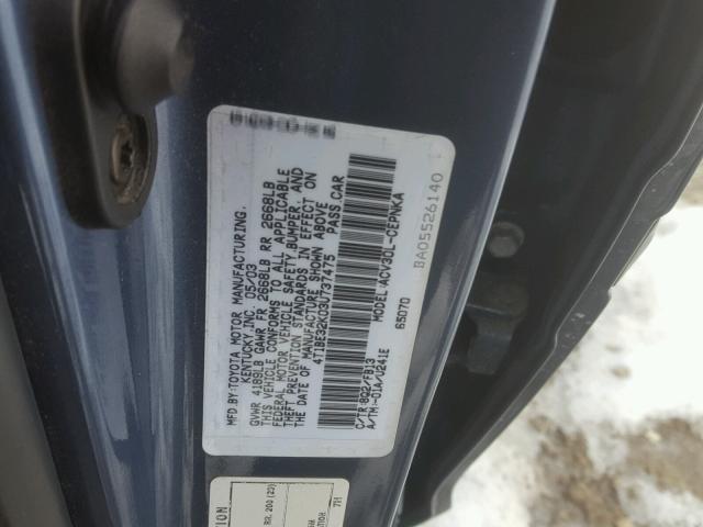 4T1BE32K03U737475 - 2003 TOYOTA CAMRY LE BLUE photo 10