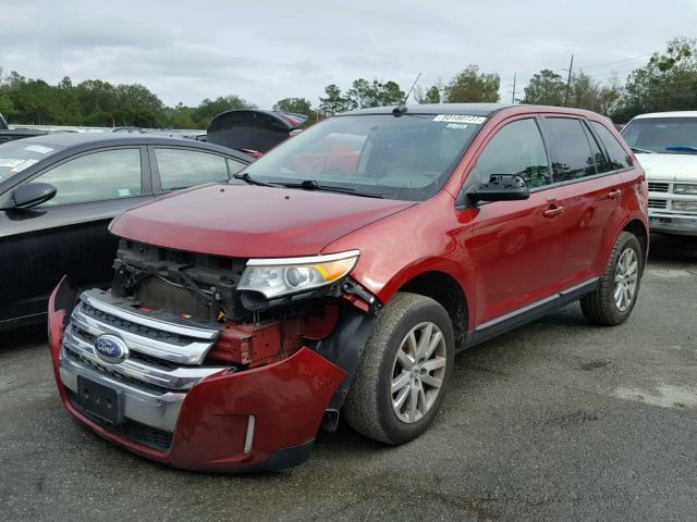 2FMDK3JCXDBB89150 - 2013 FORD EDGE SEL RED photo 2