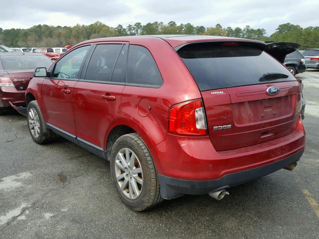 2FMDK3JCXDBB89150 - 2013 FORD EDGE SEL RED photo 3