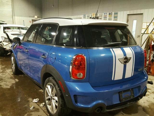 WMWZC5C55BWM10650 - 2011 MINI COOPER S C BLUE photo 3