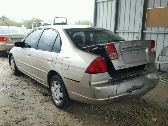 1HGES16672L014966 - 2002 HONDA CIVIC LX TAN photo 3