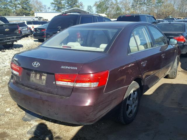 5NPEU46C76H112888 - 2006 HYUNDAI SONATA GLS PURPLE photo 4