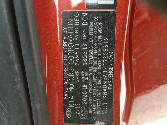 KNADM5A32D6206612 - 2013 KIA RIO LX Կարմիր լուսանկար 10