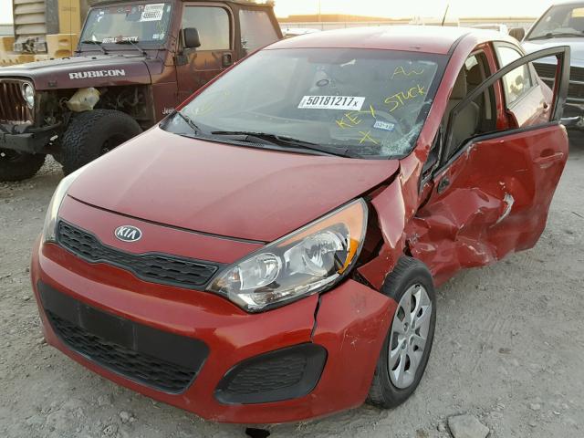 KNADM5A32D6206612 - 2013 KIA RIO LX RED photo 2