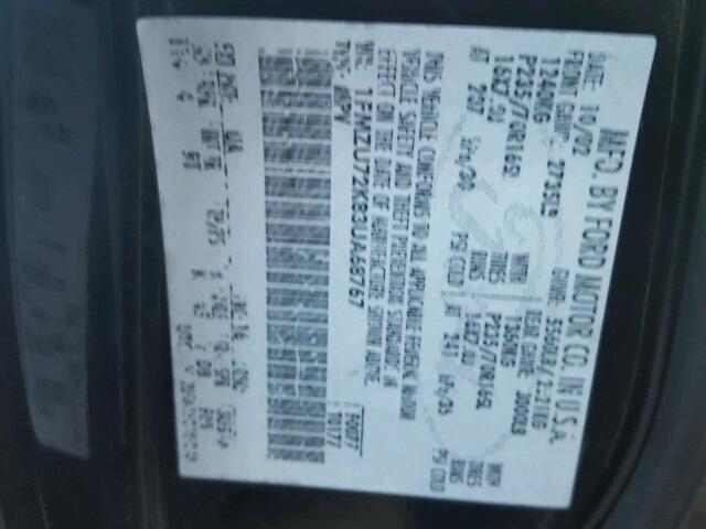 1FMZU72K83UA68767 - 2003 FORD EXPLORER X BLACK photo 10