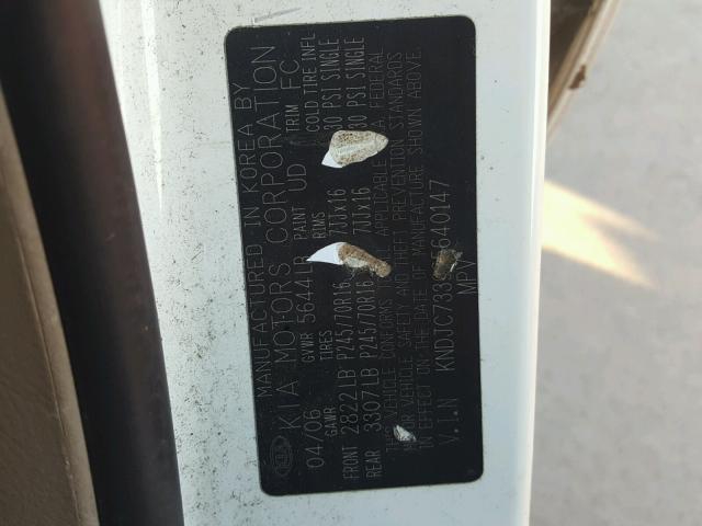 KNDJC733965640147 - 2006 KIA SORENTO EX Ağ foto 10