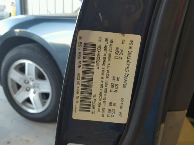 2B3KA43G67H830477 - 2007 DODGE CHARGER SE GRAY photo 10