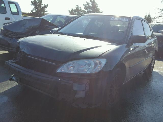 2HGES16575H623998 - 2005 HONDA CIVIC LX BLACK photo 2