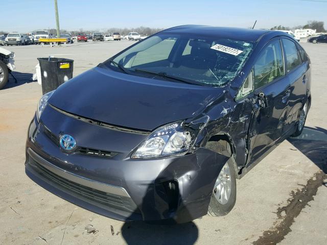 JTDKN3DP4E3055334 - 2014 TOYOTA PRIUS PLUG GRAY photo 2