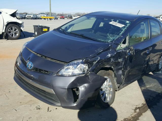 JTDKN3DP4E3055334 - 2014 TOYOTA PRIUS PLUG GRAY photo 9