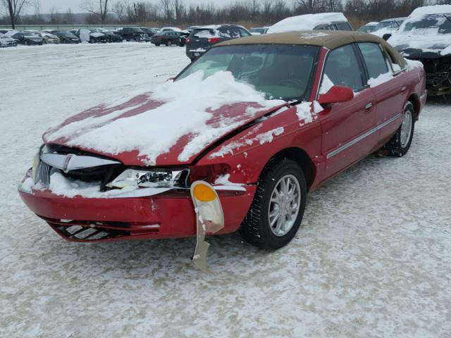 1LNFM97V2WY697942 - 1998 LINCOLN CONTINENTA RED photo 2