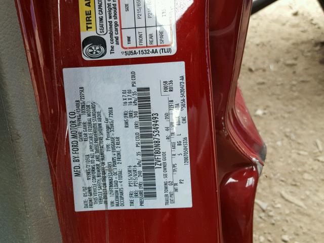 1ZVFT80N875349493 - 2007 FORD MUSTANG RED photo 10