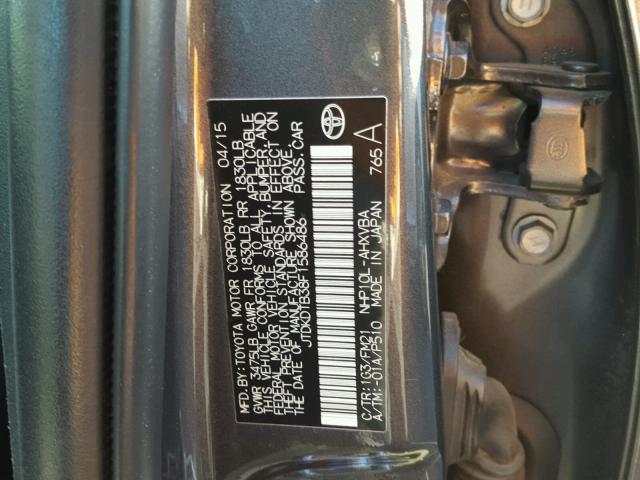 JTDKDTB38F1586486 - 2015 TOYOTA PRIUS C CHARCOAL photo 10