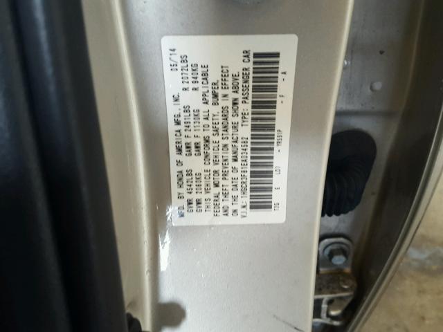 1HGCR3F81EA034582 - 2014 HONDA ACCORD EXL GOLD photo 10