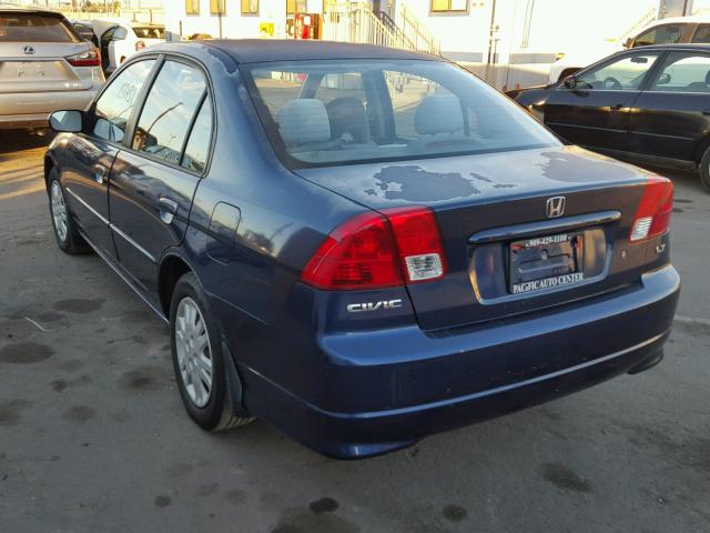 2HGES16615H500433 - 2005 HONDA CIVIC LX BLUE photo 3