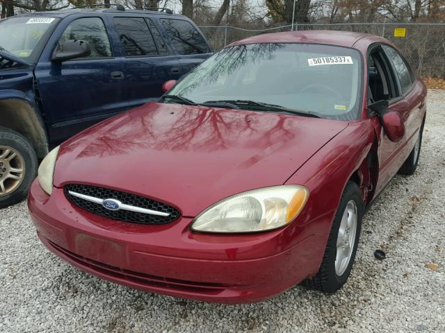 1FAFP55UX2A124911 - 2002 FORD TAURUS SES RED photo 2