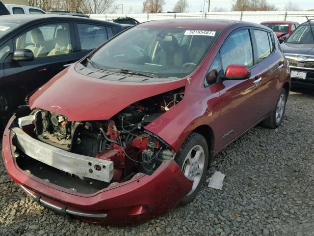 1N4AZ0CP3DC410644 - 2013 NISSAN LEAF S RED photo 2