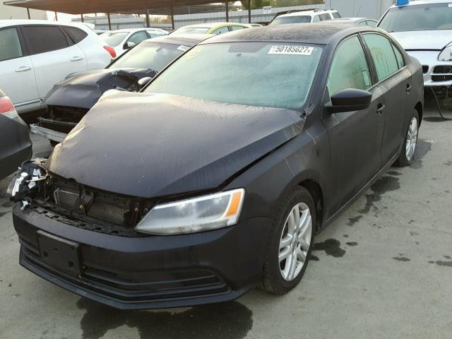 3VW2K7AJ1FM247288 - 2015 VOLKSWAGEN JETTA BASE BLACK photo 2