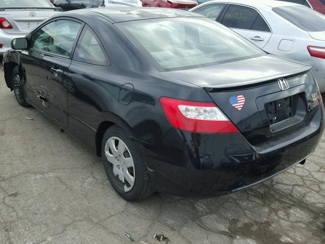 2HGFG12647H548264 - 2007 HONDA CIVIC LX BLACK photo 3