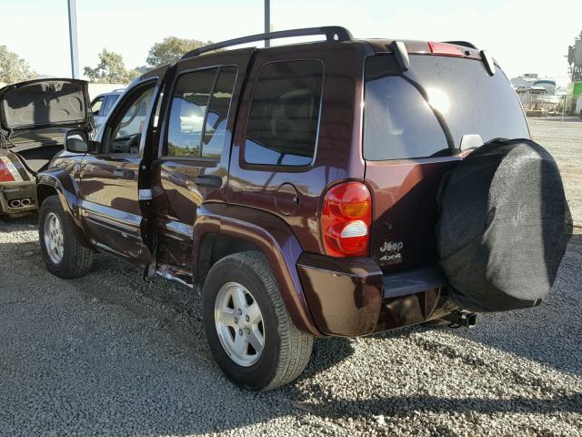 1J4GL58K84W274407 - 2004 JEEP LIBERTY LI MAROON photo 3