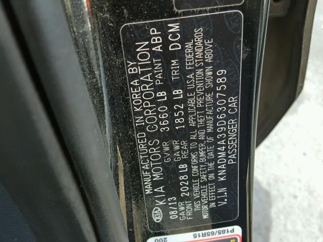 KNADM4A39D6307589 - 2013 KIA RIO LX Սև լուսանկար 10