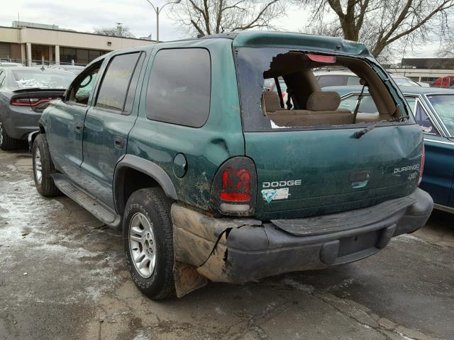 1D4HS38N93F624818 - 2003 DODGE DURANGO SP GREEN photo 3