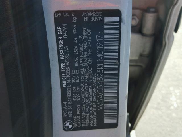 WBACB4323RFM01917 - 1994 BMW 325 I AUTO WHITE photo 10