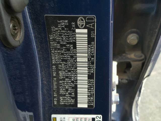 2T1KR32E15C476599 - 2005 TOYOTA MATRIX XR BLUE photo 10