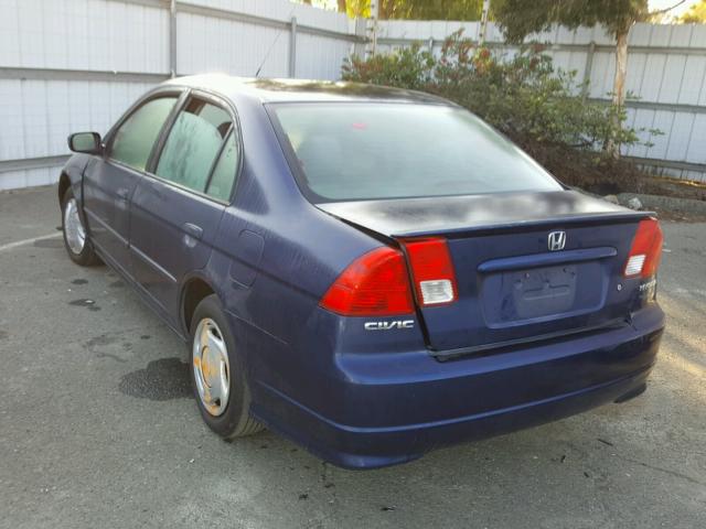 JHMES96695S024405 - 2005 HONDA CIVIC HYBR BLUE photo 3