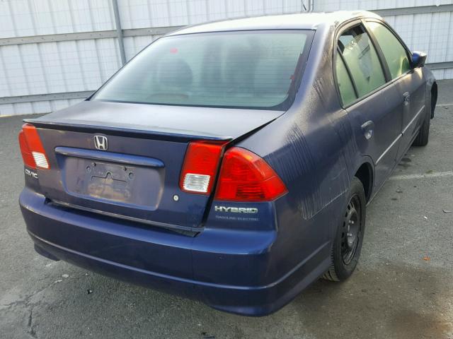 JHMES96695S024405 - 2005 HONDA CIVIC HYBR BLUE photo 4