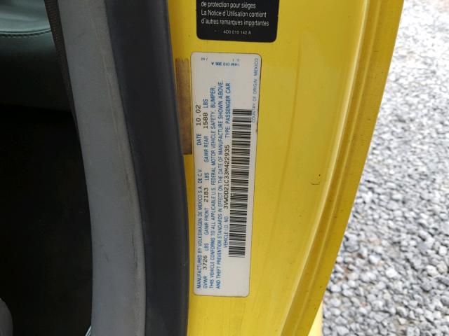 3VWDD21C33M422935 - 2003 VOLKSWAGEN NEW BEETLE 黄色 照片 10