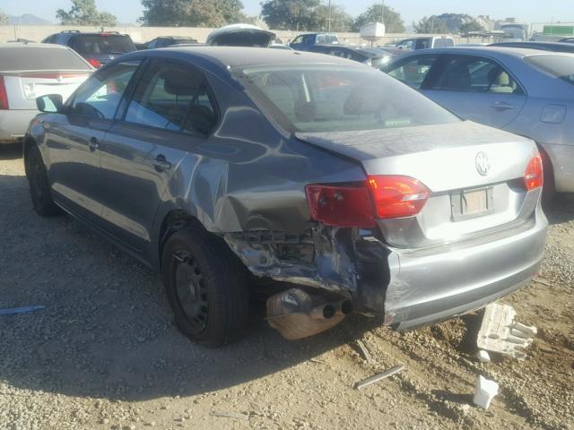 3VW2K7AJ1CM329422 - 2012 VOLKSWAGEN JETTA BASE GRAY photo 3